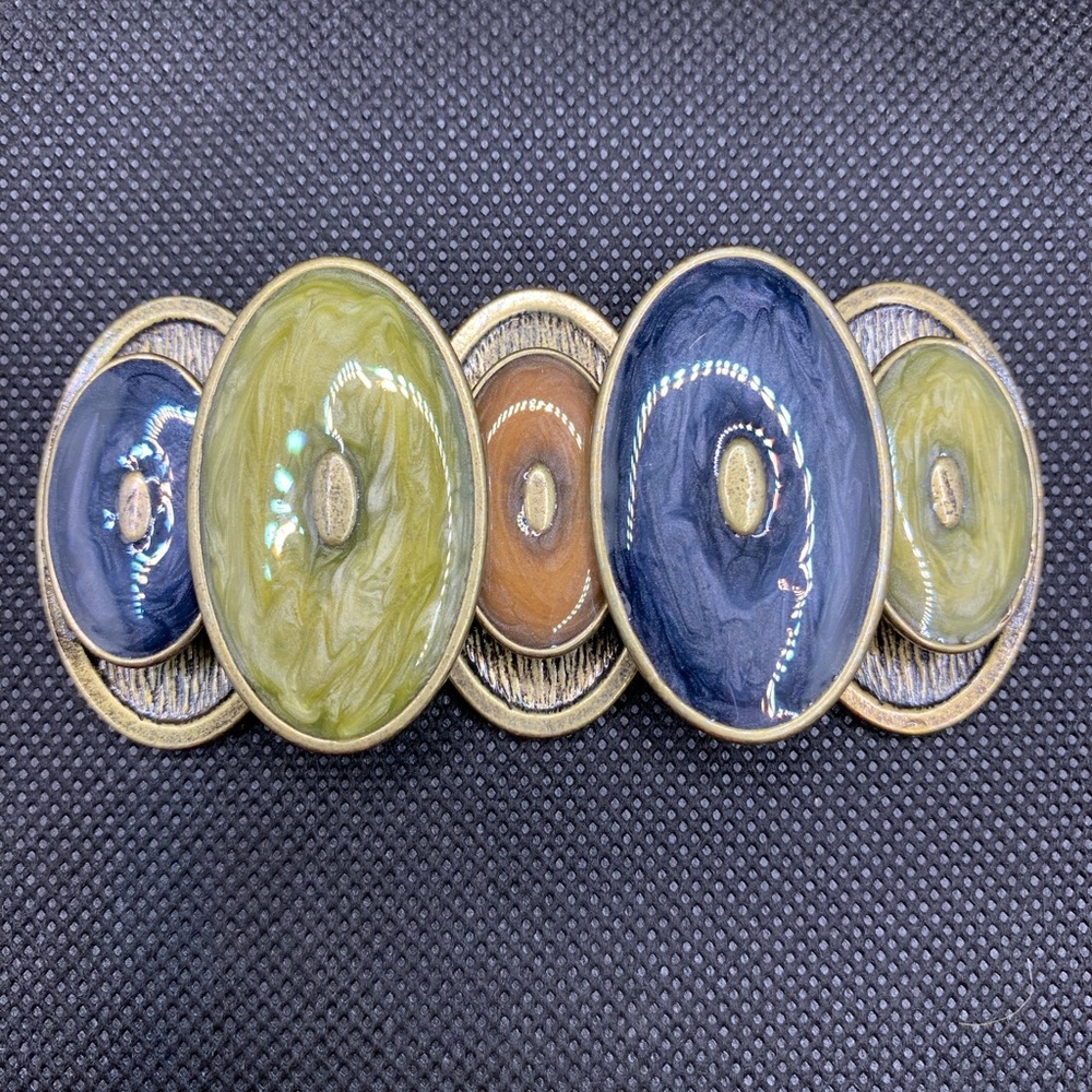 Lia Sophia Kiam Family Blue,Green, and Orange Stretch Enamel Statement Bracelet